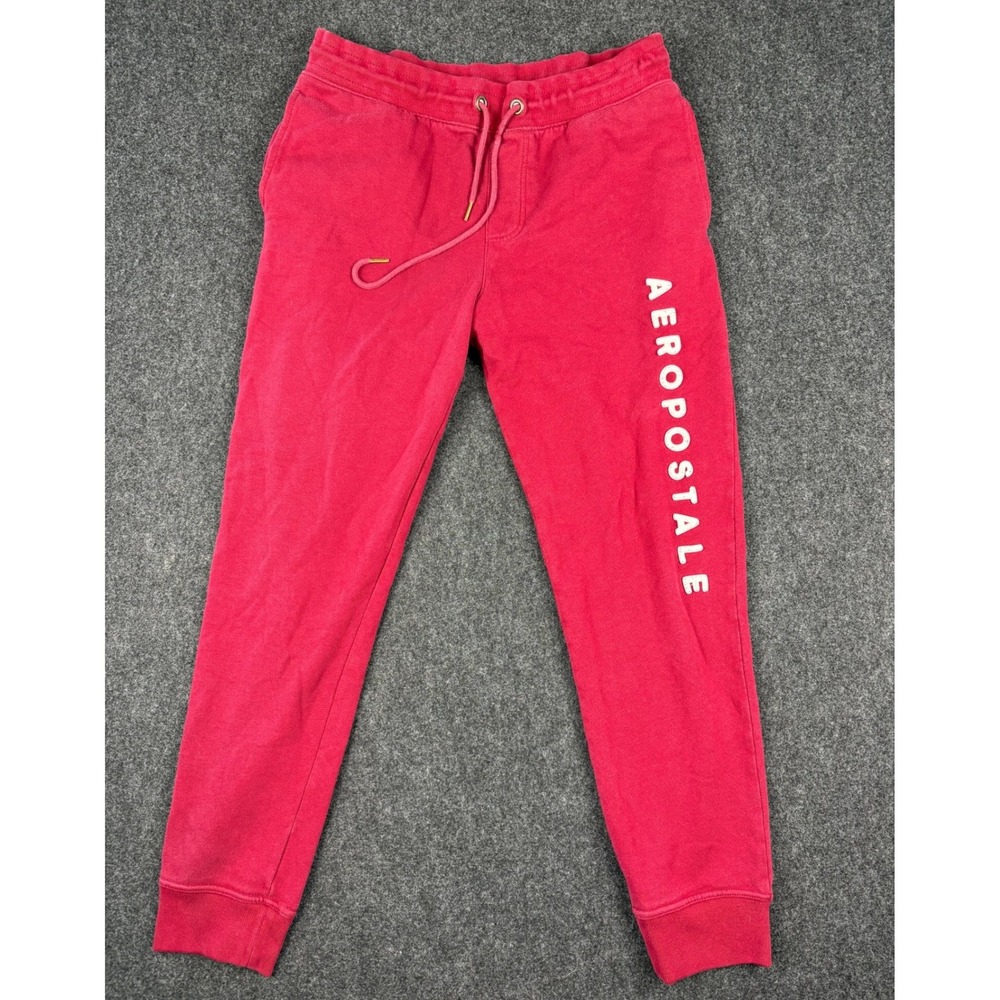Y2K Aeropostale Womens Pink Logo Graphic Fleece Jogger Sweatpants Size Medium